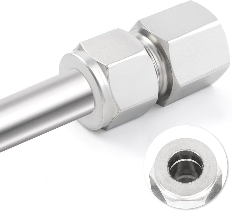 Yoebor Stainless Steel 304 Compression Tube Fitting Coupler with Double Ferrules 1/2" Tube OD x 1/4" NPT Female Adapter,Pack of 2 - Image 5
